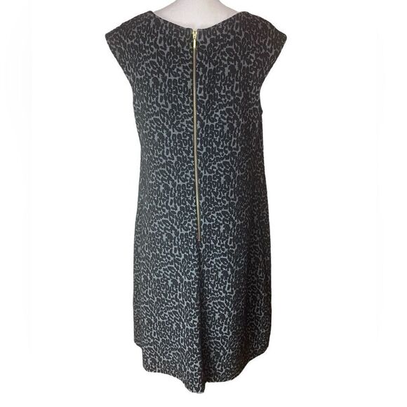 Eliza J Wm’s Sz 14W Black Gray Cheetah Print Textured Knit Zipper Sheath Dress - Picture 5 of 7